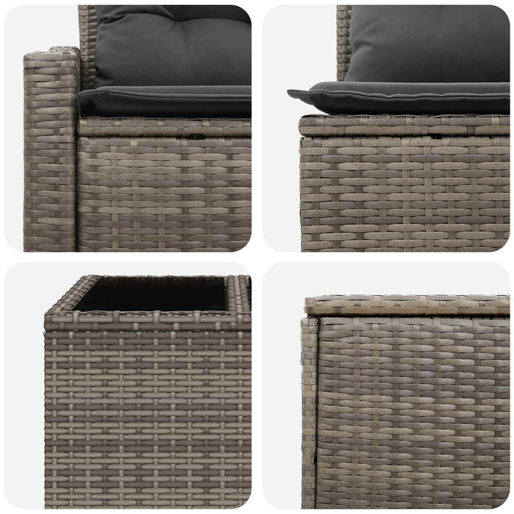 Sofa Sæt 8 stk. Grå og Mørkegrå Poly Rattan og Stål