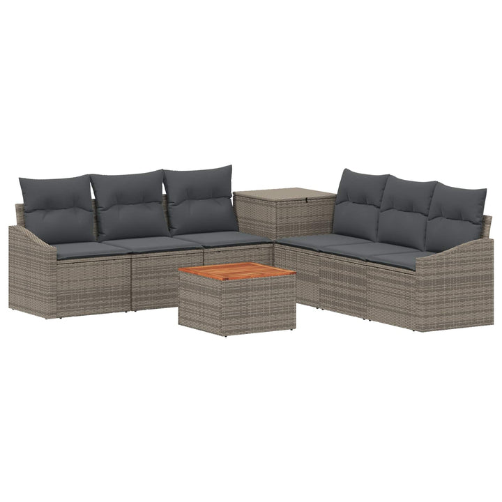 Sofa Sæt 8 stk. Grå og Mørkegrå Poly Rattan og Stål