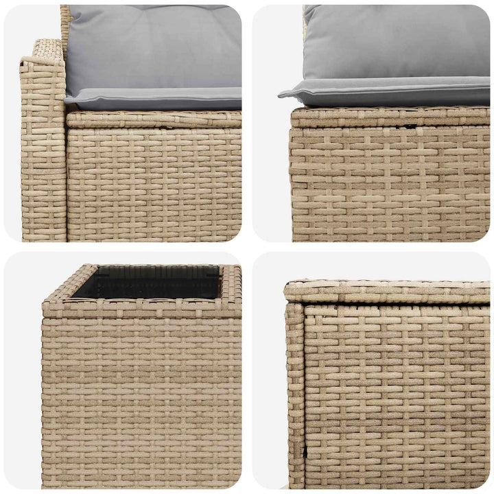 Sofa Sæt 8 stk. Beige og lys grå Poly Rattan og Stål