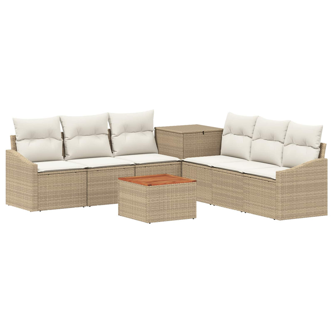 Sofa Sæt 8 stk. Beige og cremehvid Poly Rattan og Stål