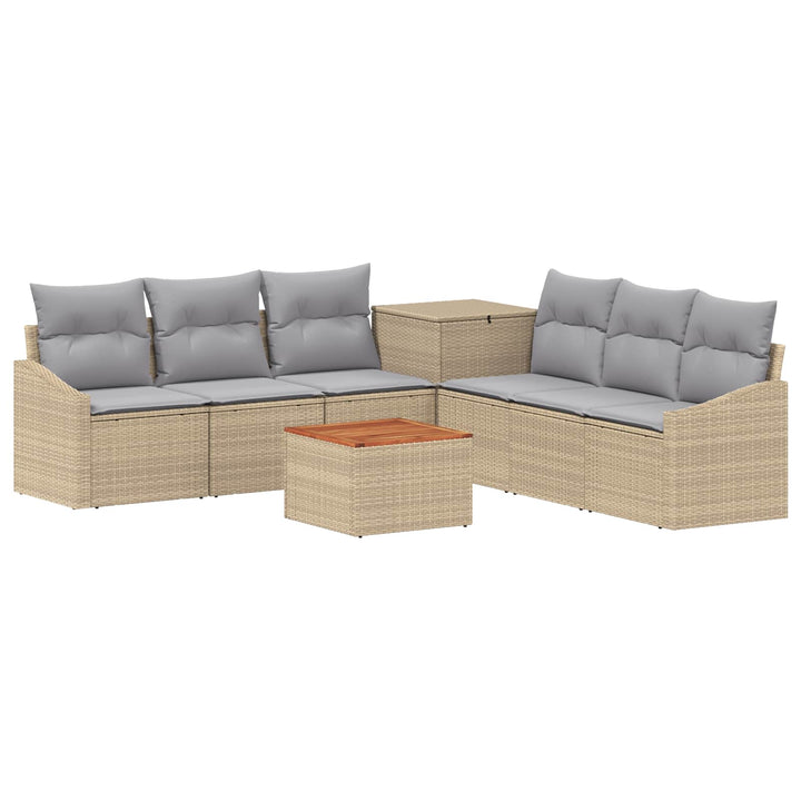 Sofa Sæt 8 stk. Beige og lys grå Poly Rattan og Stål