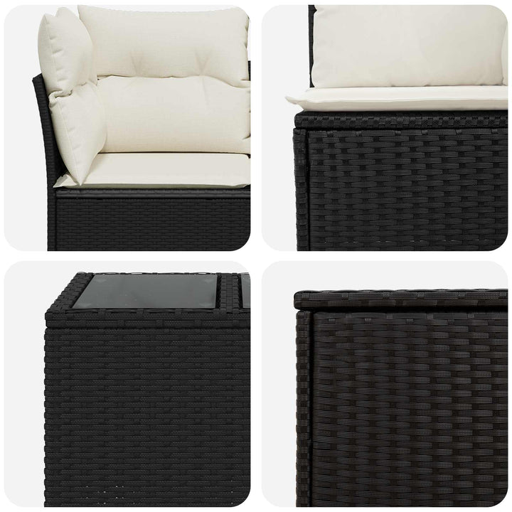 Sofa Sæt 8 stk. Sort og Cremehvid Poly Rattan og Stål