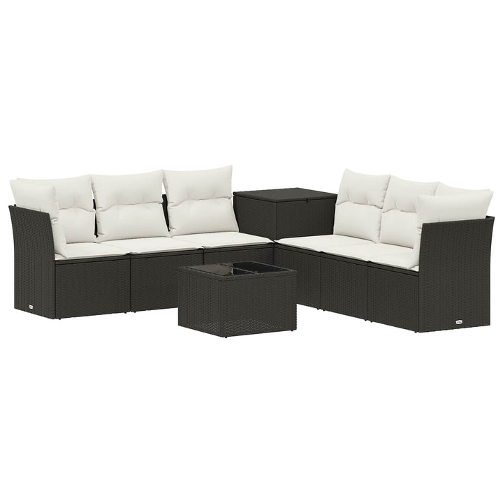 Sofa Sæt 8 stk. Sort og Cremehvid Poly Rattan og Stål