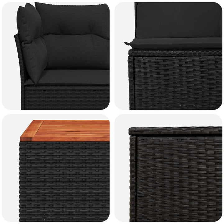 Sofa Sæt 8 stk. Sort Poly Rattan og Stål