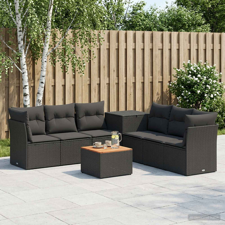 Sofa Sæt 8 stk. Sort Poly Rattan og Stål