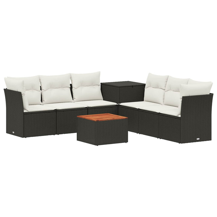 Sofa Sæt 8 stk. Sort og Cremehvid Poly Rattan og Stål