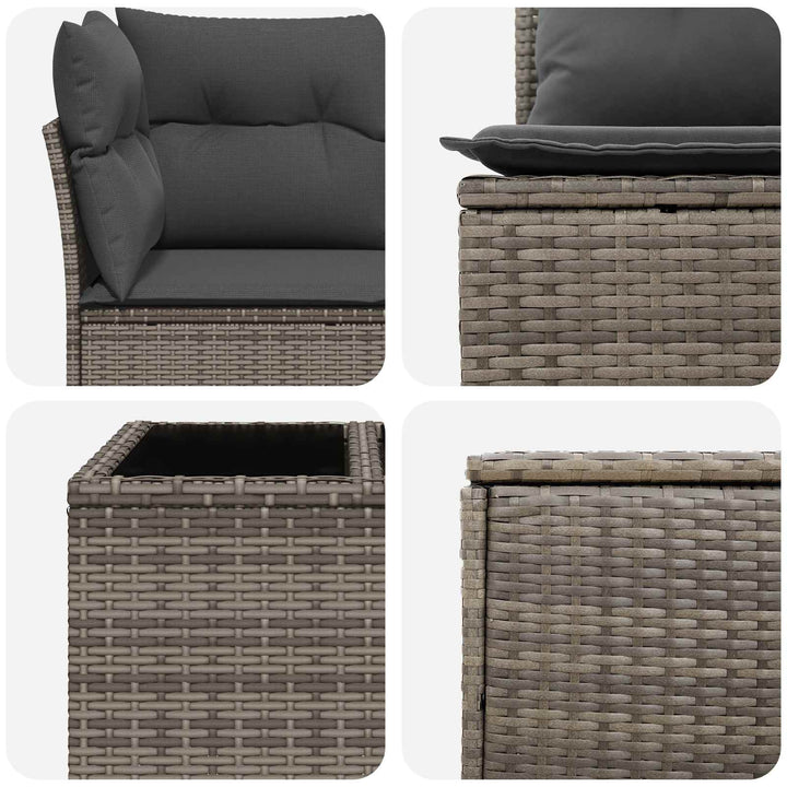 Sofa Sæt 8 stk. Grå og Mørkegrå Poly Rattan og Stål