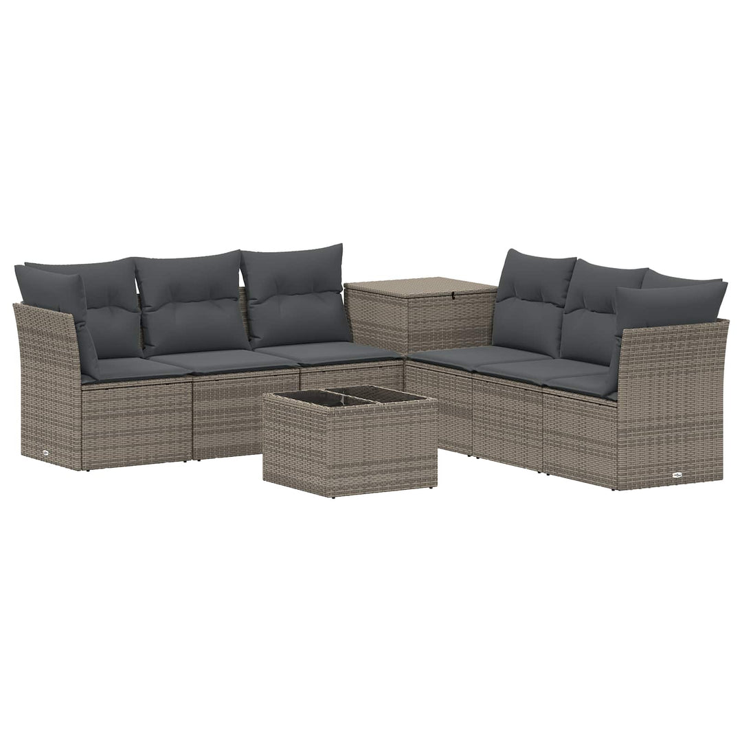 Sofa Sæt 8 stk. Grå og Mørkegrå Poly Rattan og Stål