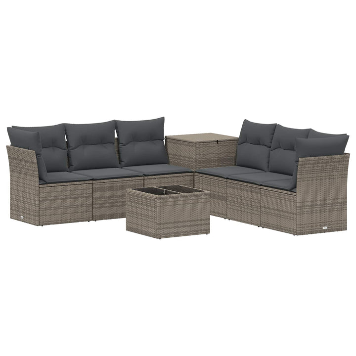 Sofa Sæt 8 stk. Grå og Mørkegrå Poly Rattan og Stål