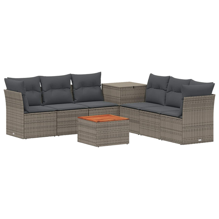 Sofa Sæt 8 stk. Grå og Mørkegrå Poly Rattan og Stål