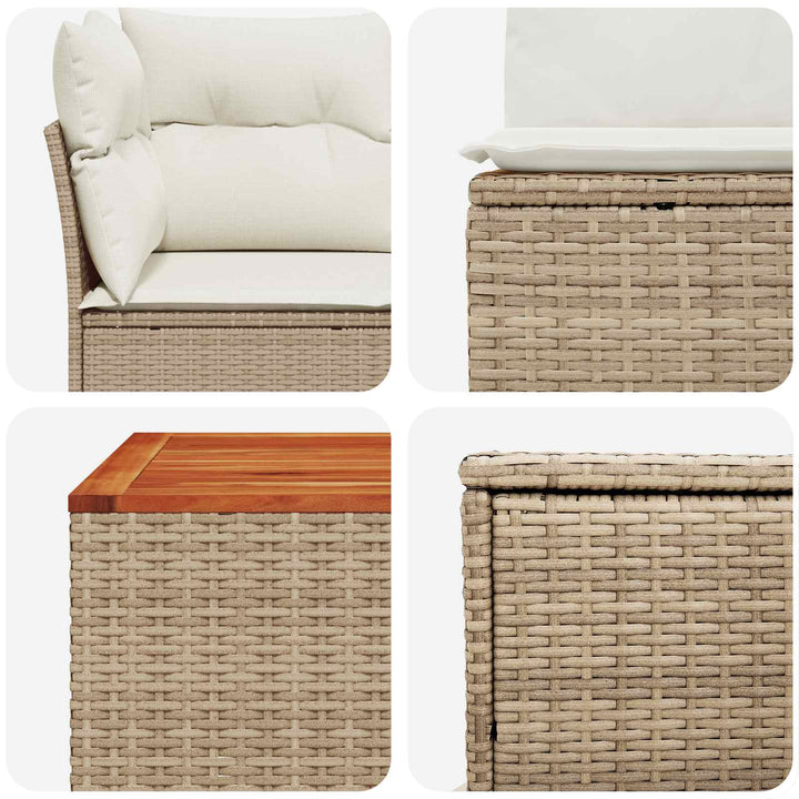 Sofa Sæt 8 stk. Beige og cremehvid Poly Rattan og Stål