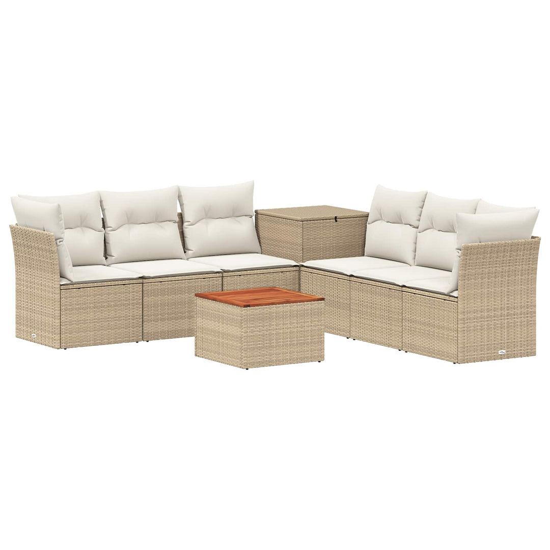 Sofa Sæt 8 stk. Beige og cremehvid Poly Rattan og Stål