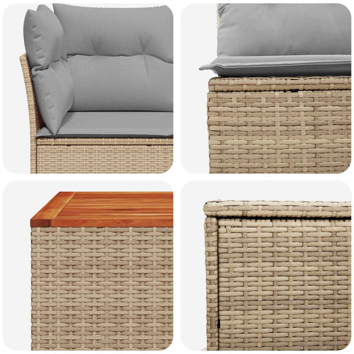 Sofa Sæt 8 stk. Beige og lys grå Poly Rattan og Stål