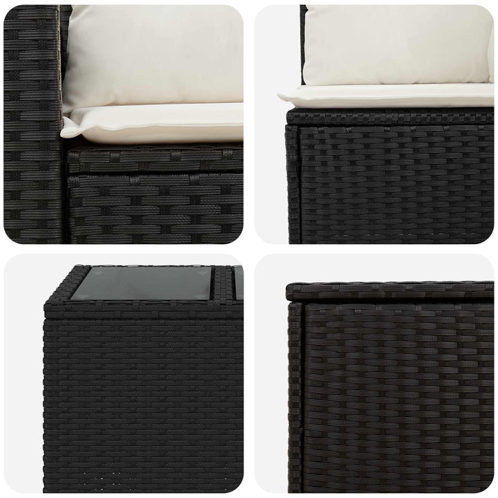 Sofa Sæt 8 stk. Sort og Cremehvid Poly Rattan og Stål