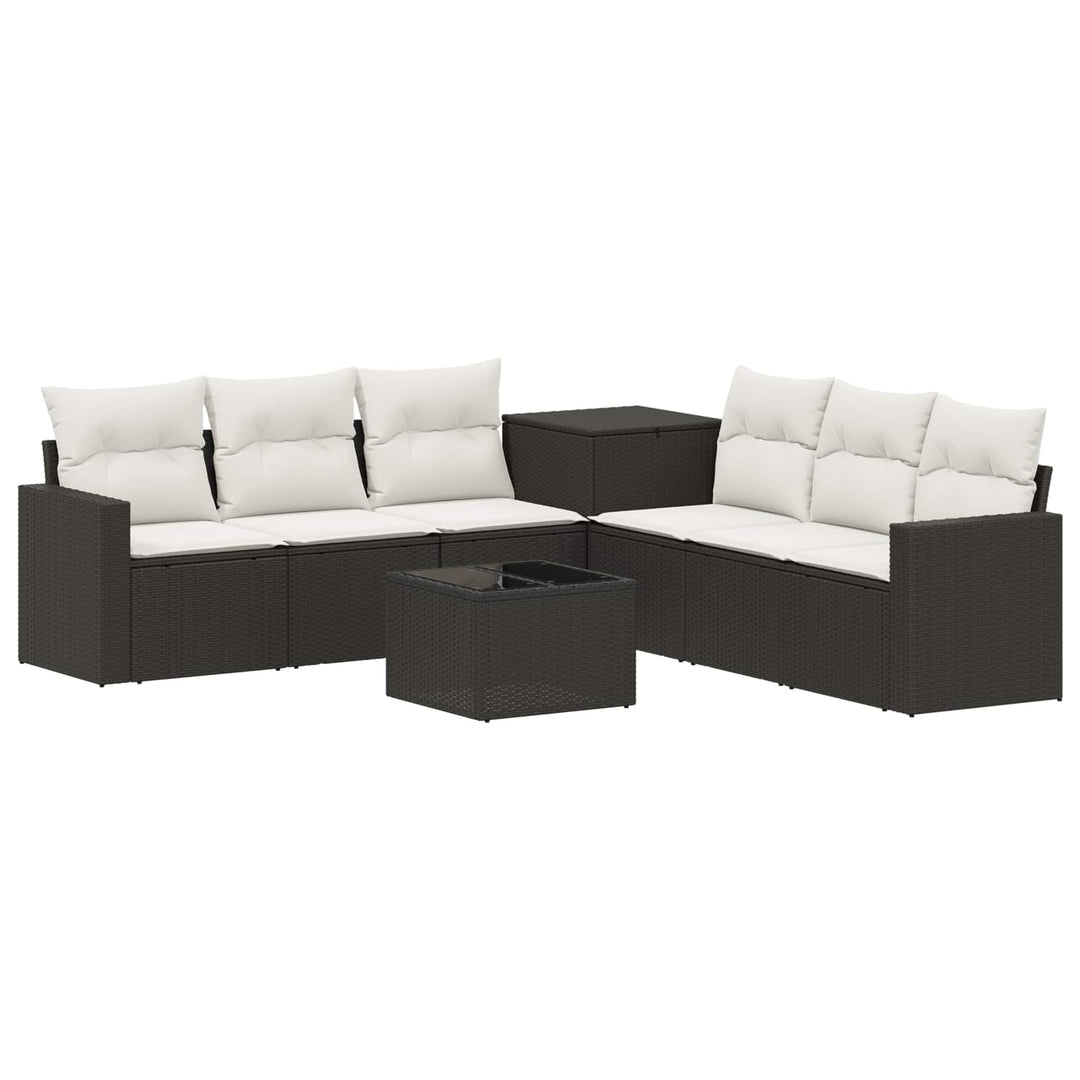 Sofa Sæt 8 stk. Sort og Cremehvid Poly Rattan og Stål