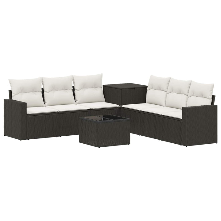 Sofa Sæt 8 stk. Sort og Cremehvid Poly Rattan og Stål