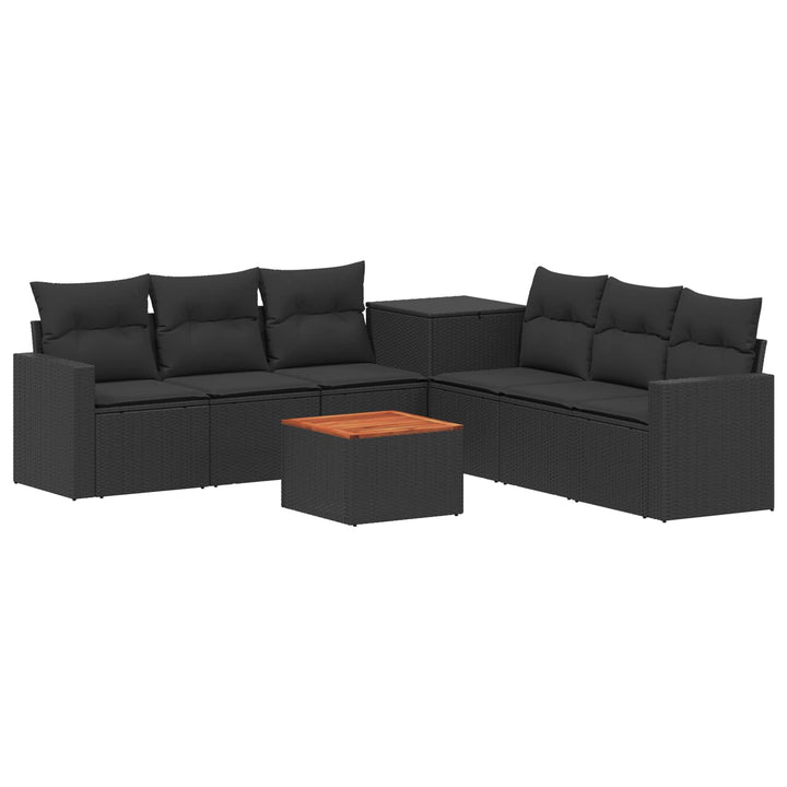Sofa Sæt 8 stk. Sort Poly Rattan og Stål
