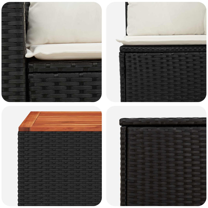 Sofa Sæt 8 stk. Sort og Cremehvid Poly Rattan og Stål