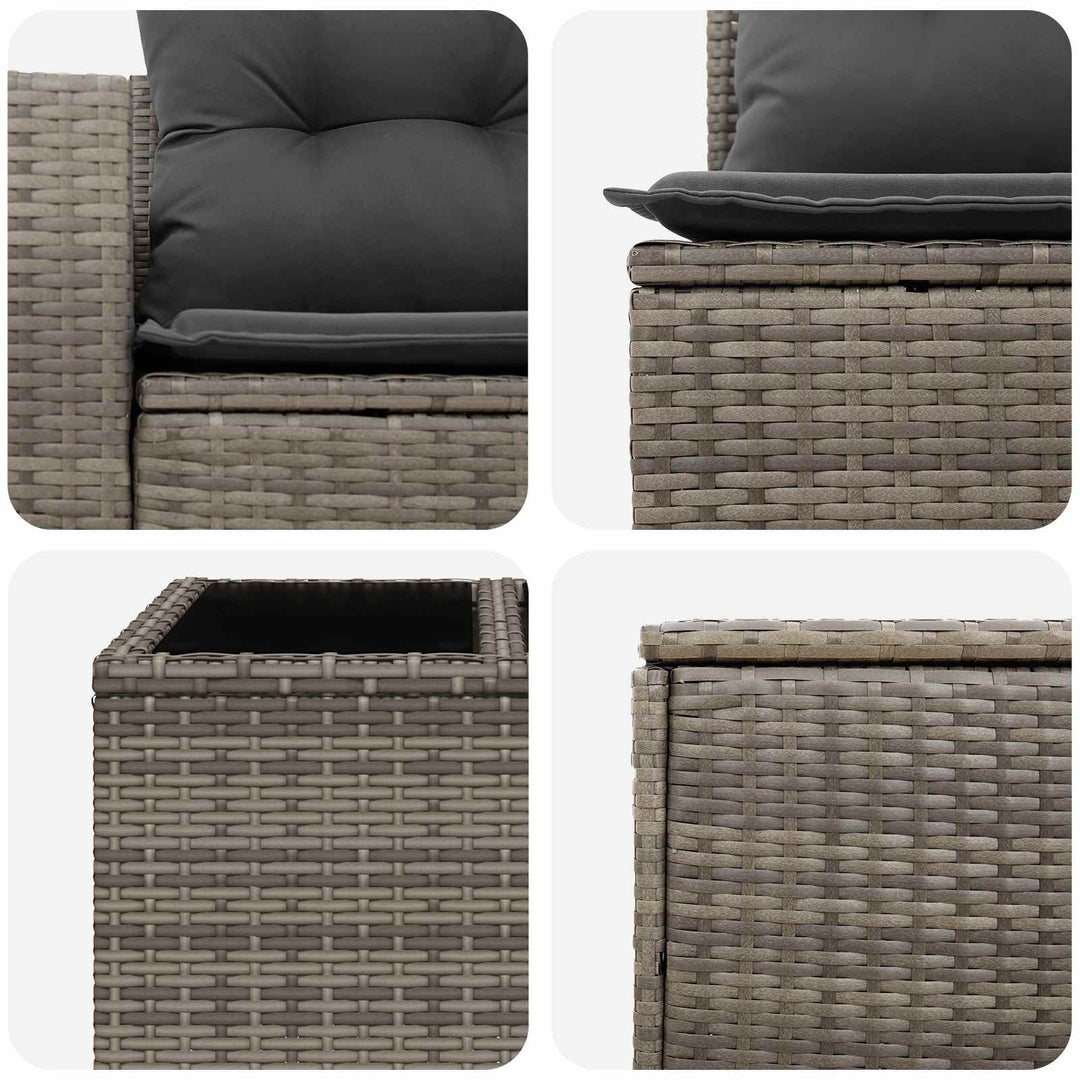 Sofa Sæt 8 stk. Grå og Mørkegrå Poly Rattan og Stål