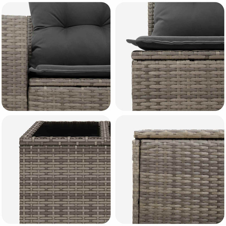 Sofa Sæt 8 stk. Grå og Mørkegrå Poly Rattan og Stål