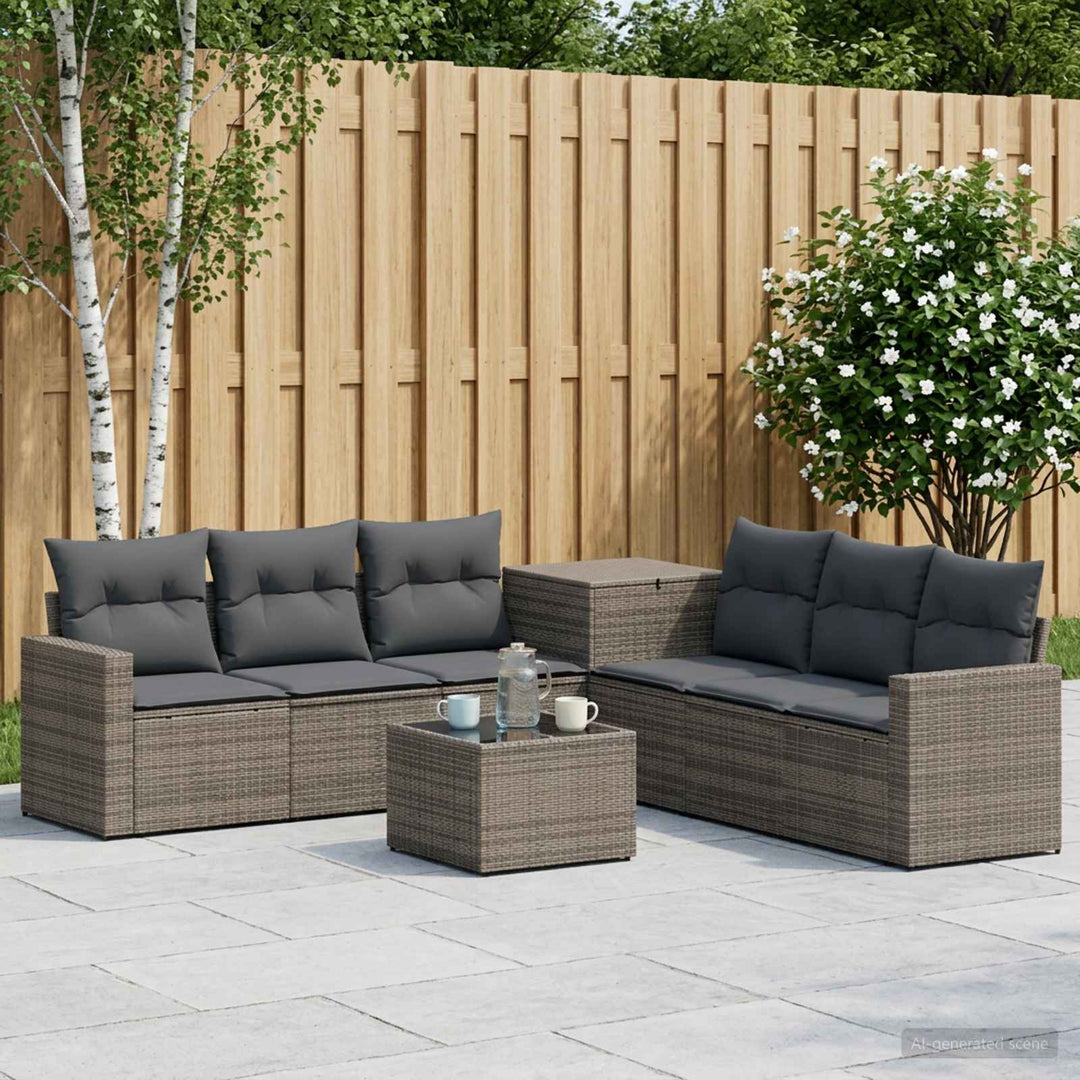 Sofa Sæt 8 stk. Grå og Mørkegrå Poly Rattan og Stål