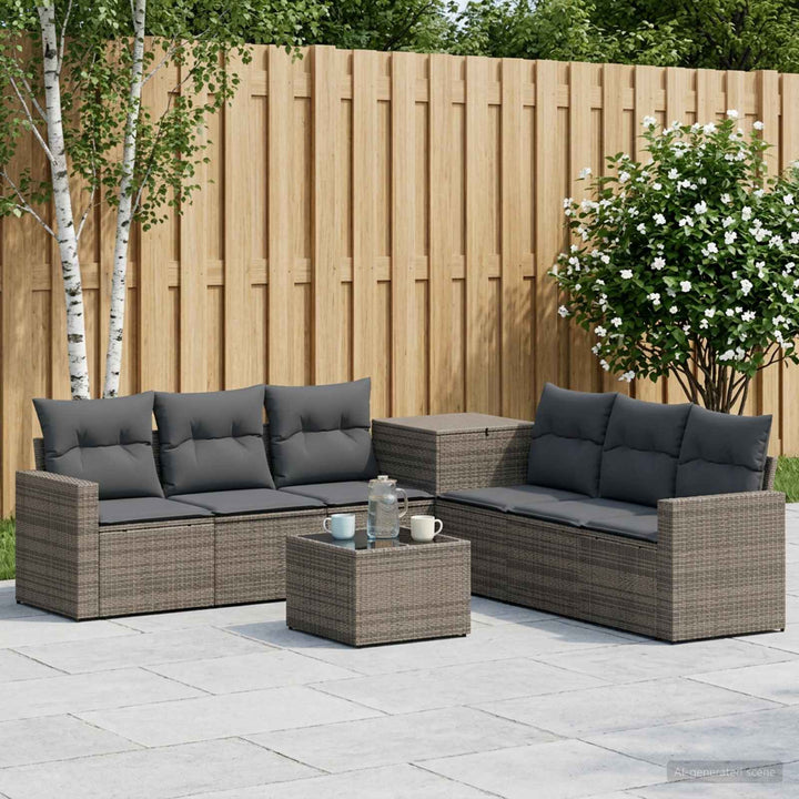 Sofa Sæt 8 stk. Grå og Mørkegrå Poly Rattan og Stål