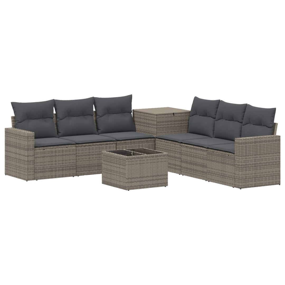 Sofa Sæt 8 stk. Grå og Mørkegrå Poly Rattan og Stål