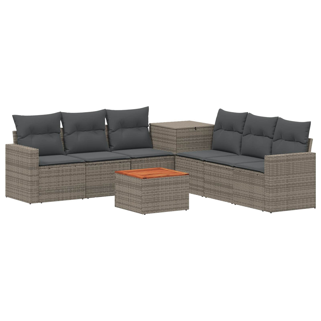 Sofa Sæt 8 stk. Grå og Mørkegrå Poly Rattan og Stål
