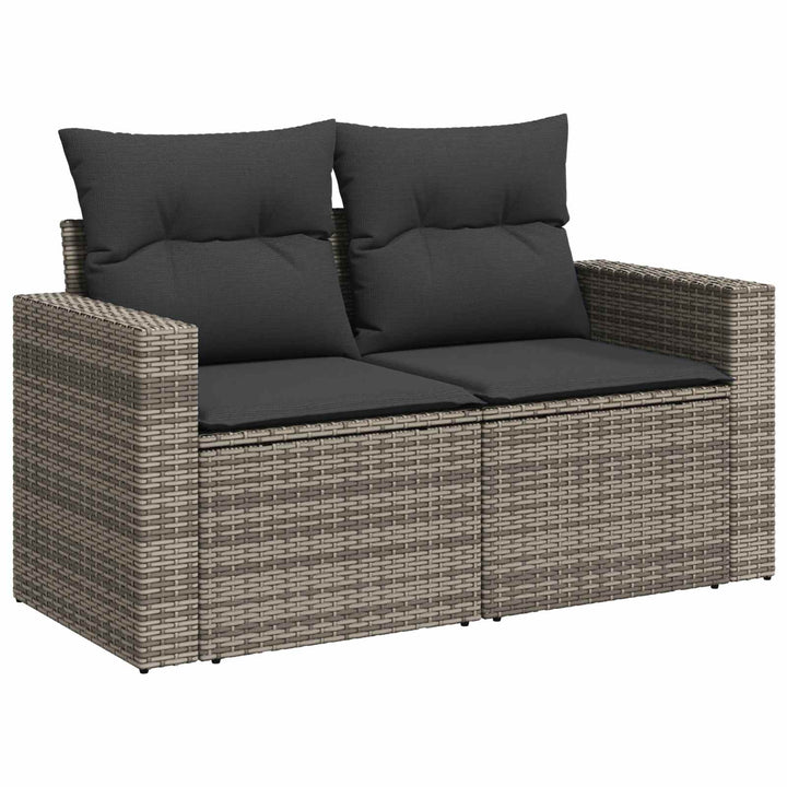Sofa Sæt 8 stk. Grå og Mørkegrå Poly Rattan og Stål