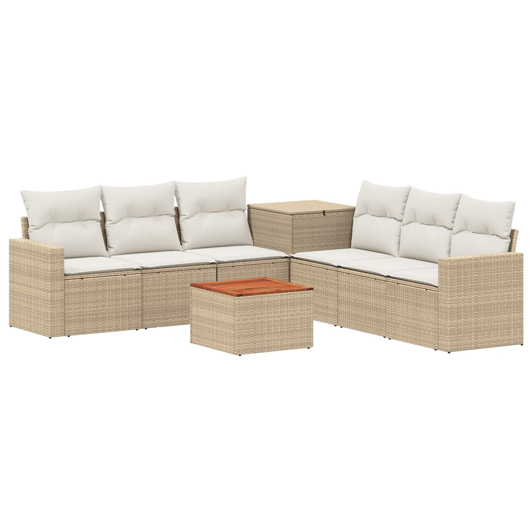 Sofa Sæt 8 stk. Beige og cremehvid Poly Rattan og Stål