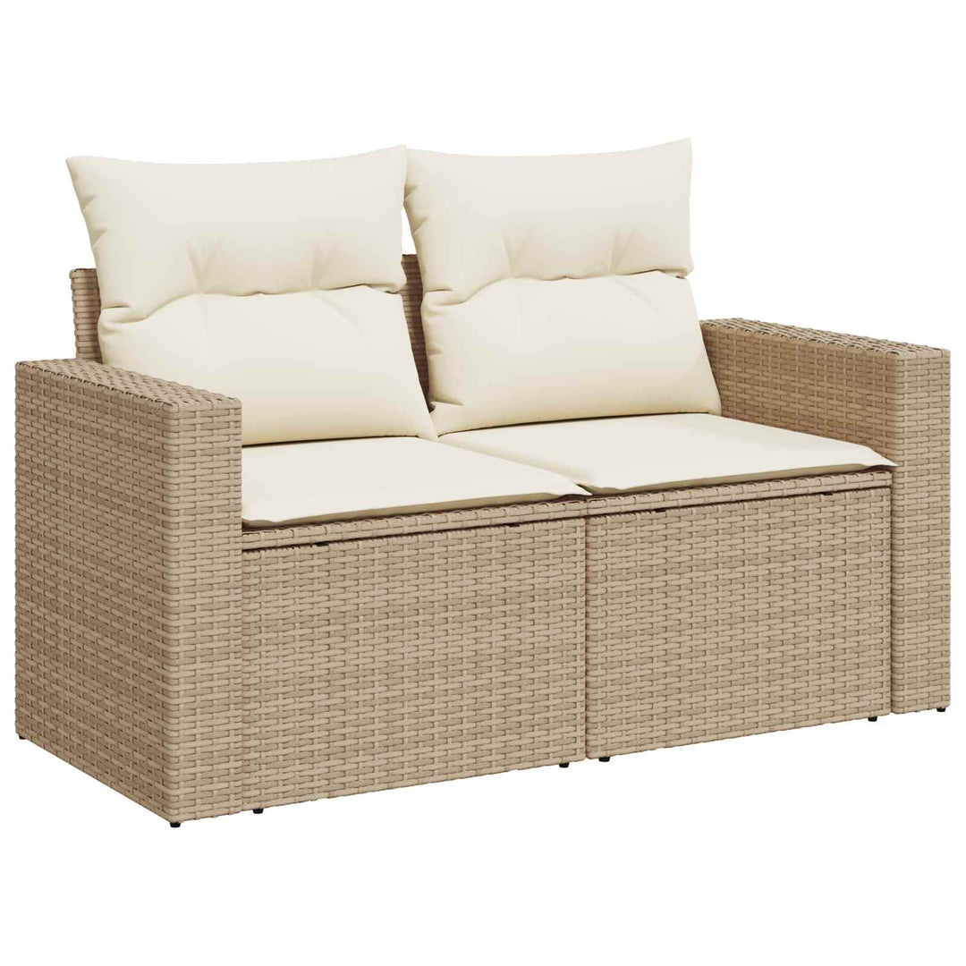 Sofa Sæt 8 stk. Beige og cremehvid Poly Rattan og Stål