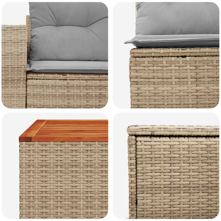 Sofa Sæt 8 stk. Beige og lys grå Poly Rattan og Stål