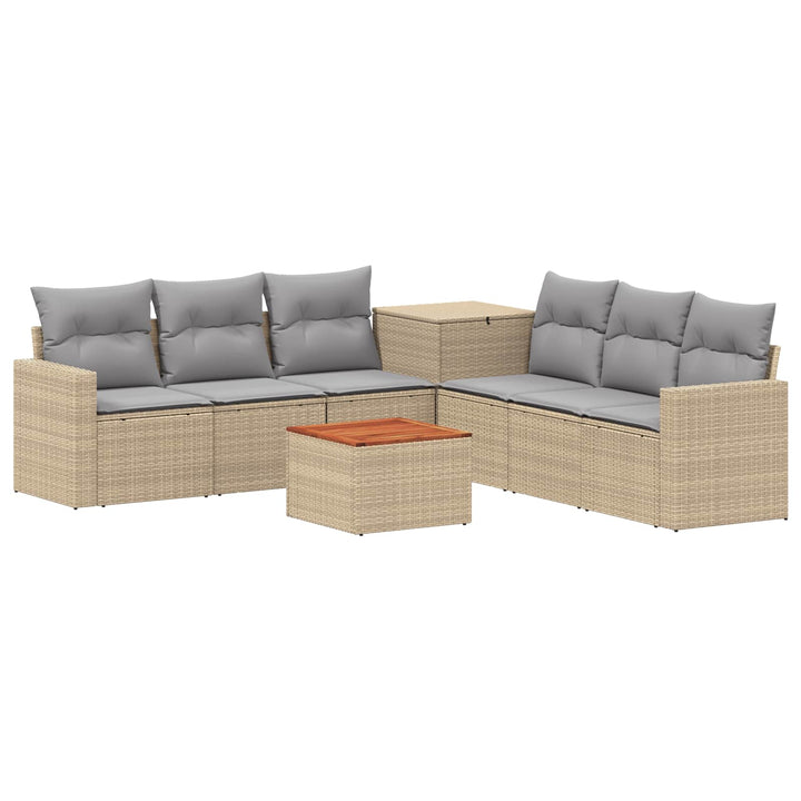 Sofa Sæt 8 stk. Beige og lys grå Poly Rattan og Stål