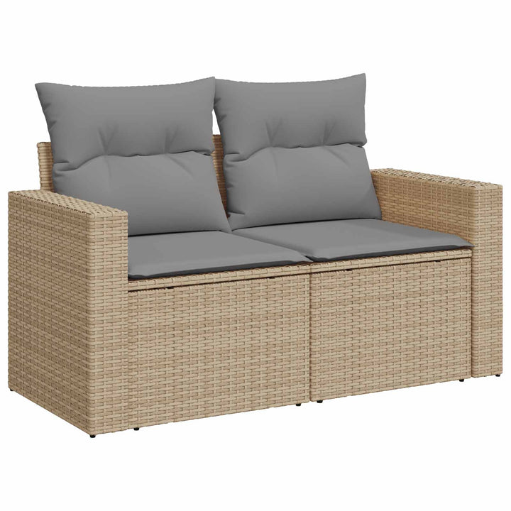 Sofa Sæt 8 stk. Beige og lys grå Poly Rattan og Stål