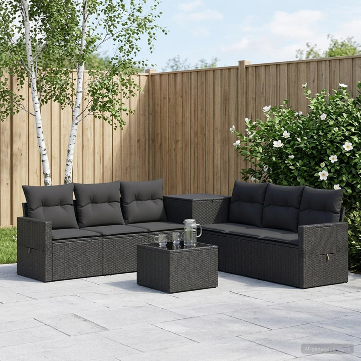 Sofa Sæt 8 stk. Sort Poly Rattan og Stål