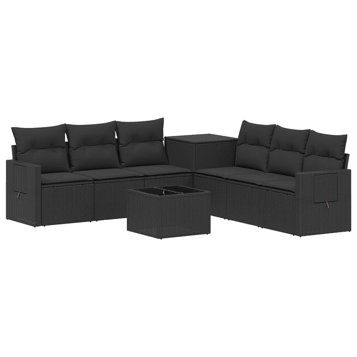 Sofa Sæt 8 stk. Sort Poly Rattan og Stål