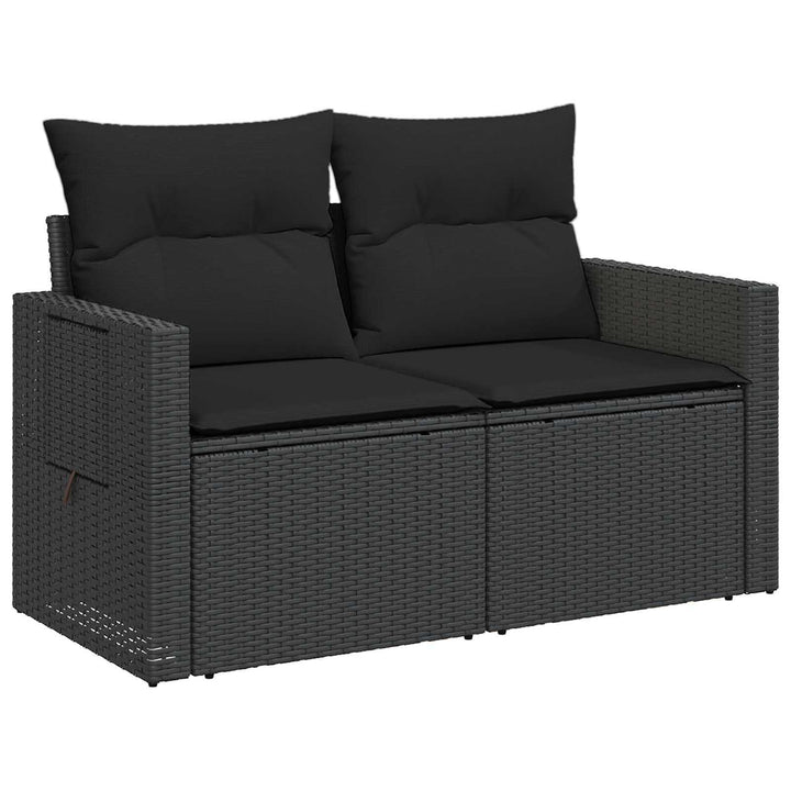 Sofa Sæt 8 stk. Sort Poly Rattan og Stål