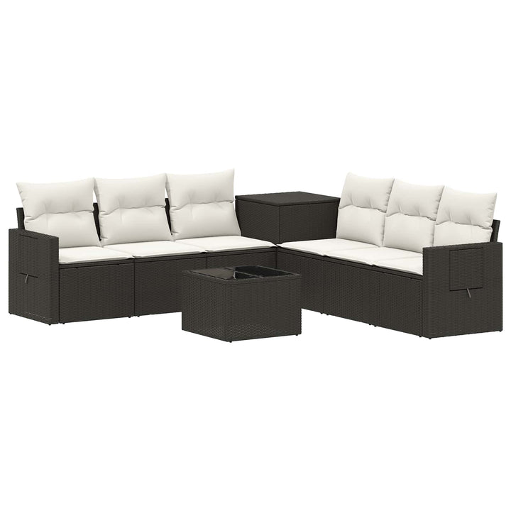 Sofa Sæt 8 stk. Sort og Cremehvid Poly Rattan og Stål