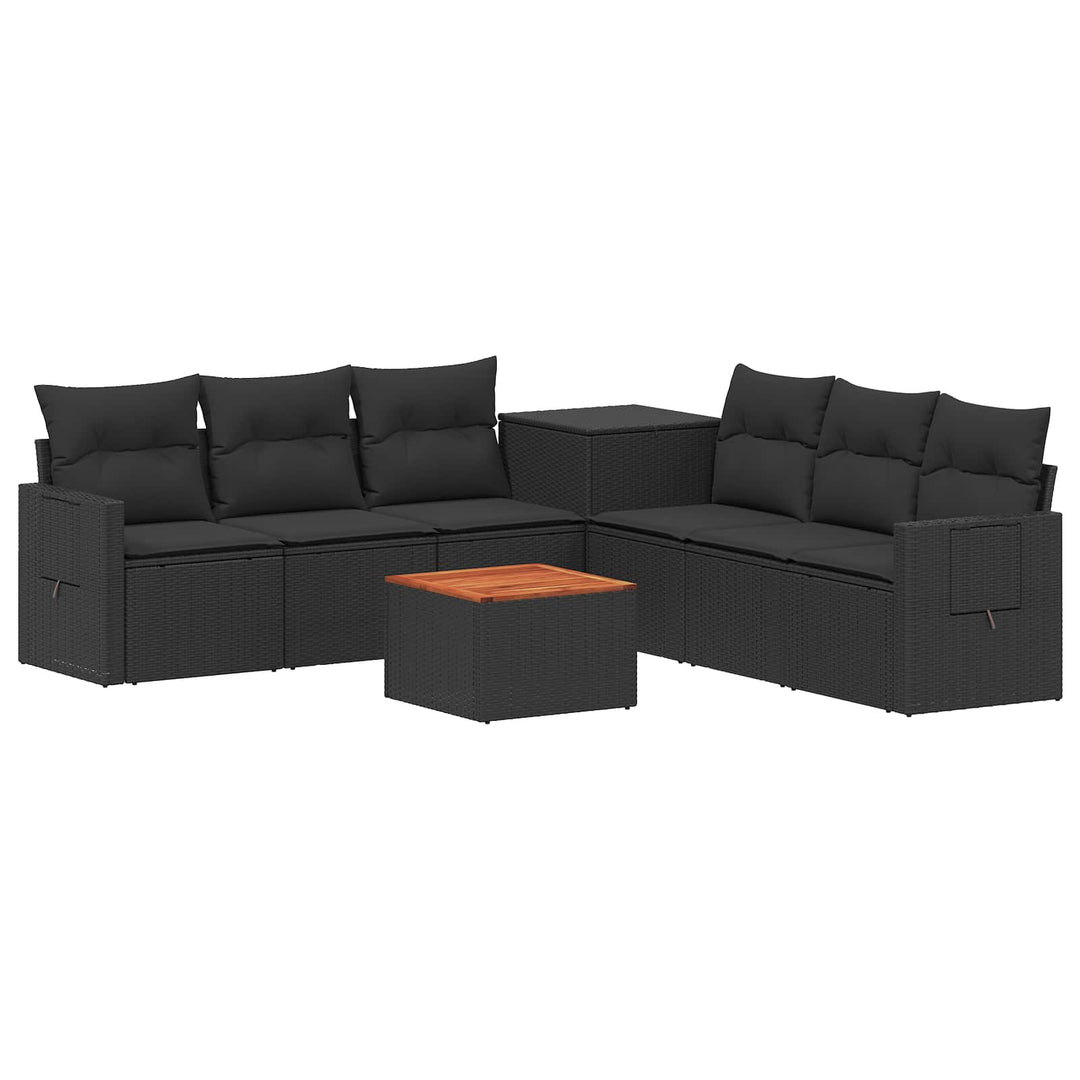 Sofa Sæt 8 stk. Sort Poly Rattan og Stål