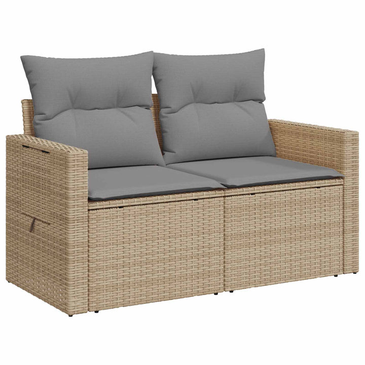 Sofa Sæt 8 stk. Beige og lys grå Poly Rattan og Stål