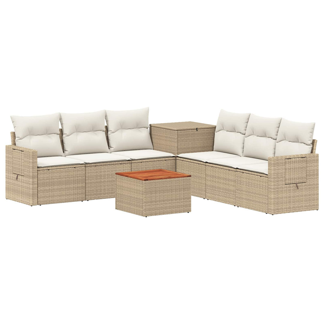 Sofa Sæt 8 stk. Beige og cremehvid Poly Rattan og Stål