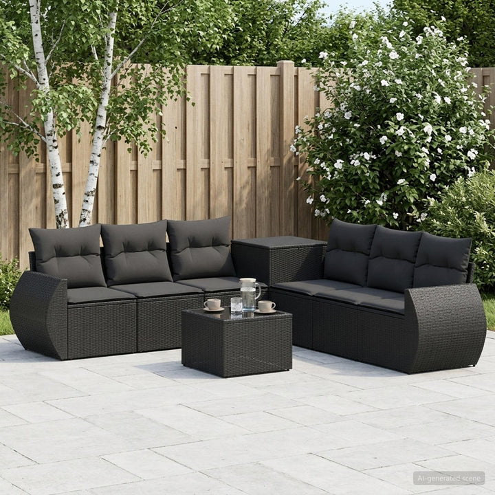 Sofa Sæt 8 stk. Sort Poly Rattan og Stål