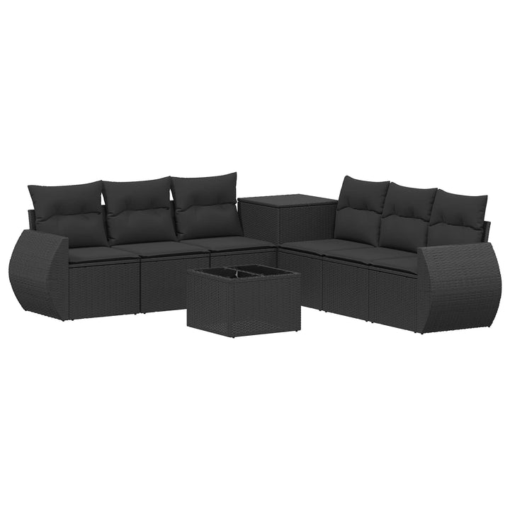 Sofa Sæt 8 stk. Sort Poly Rattan og Stål