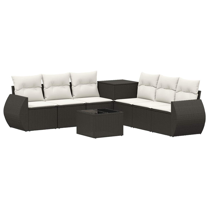 Sofa Sæt 8 stk. Sort og Cremehvid Poly Rattan og Stål