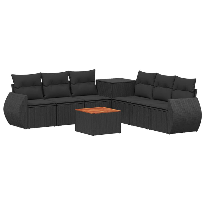 Sofa Sæt 8 stk. Sort Poly Rattan og Stål
