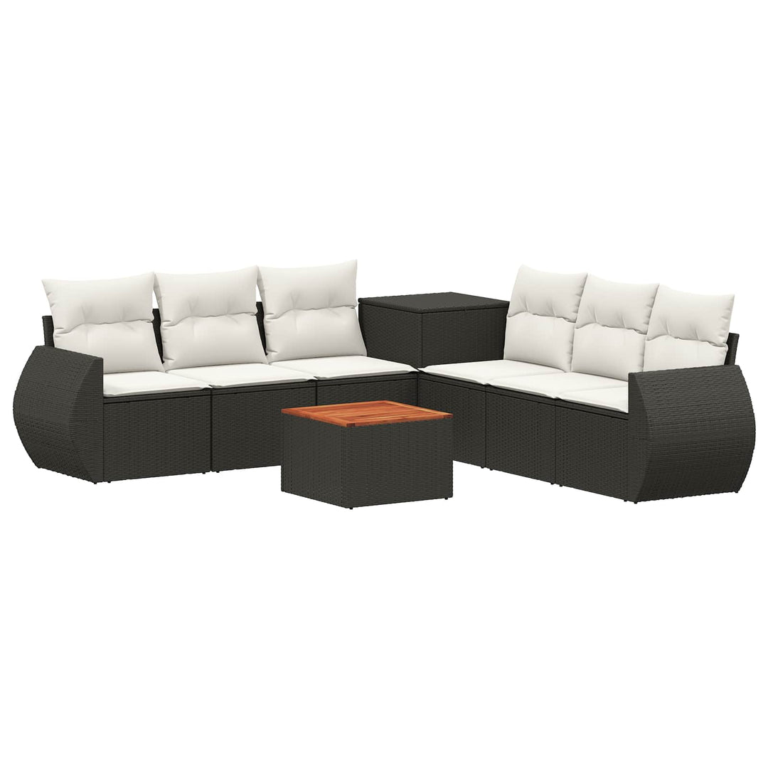 Sofa Sæt 8 stk. Sort og Cremehvid Poly Rattan og Stål