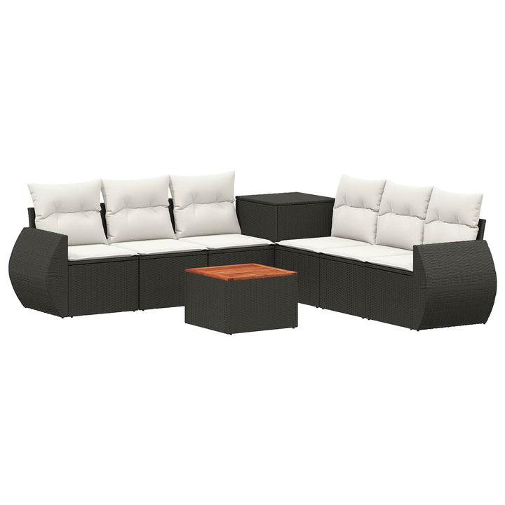 Sofa Sæt 8 stk. Sort og Cremehvid Poly Rattan og Stål