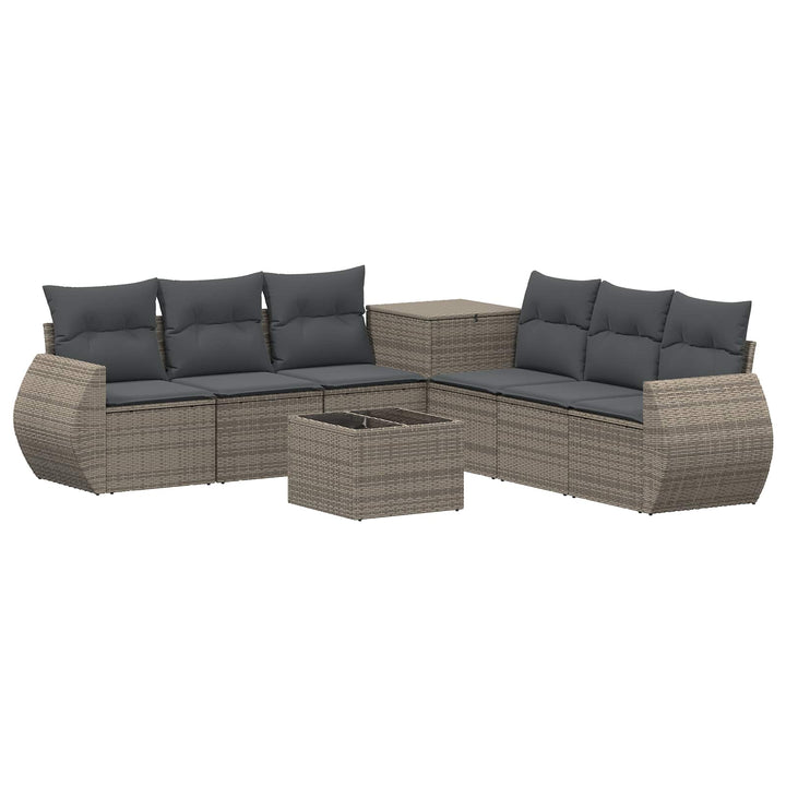 Sofa Sæt 8 stk. Grå og Mørkegrå Poly Rattan og Stål