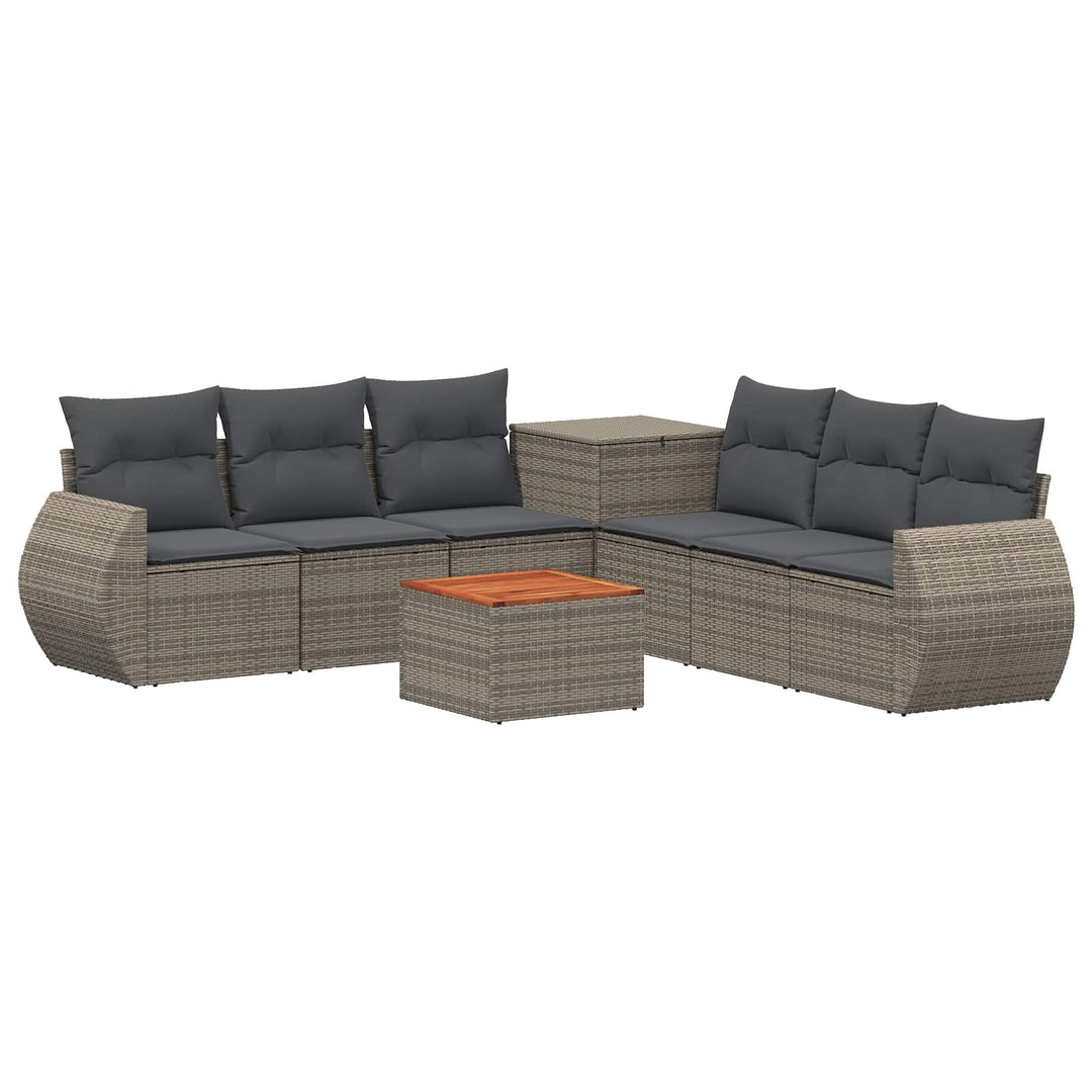 Sofa Sæt 8 stk. Grå og Mørkegrå Poly Rattan og Stål