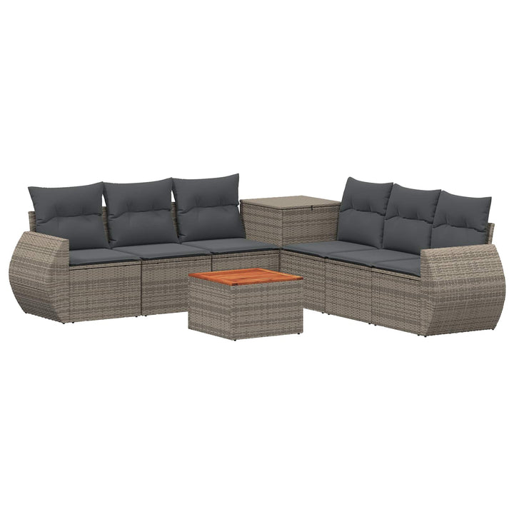 Sofa Sæt 8 stk. Grå og Mørkegrå Poly Rattan og Stål